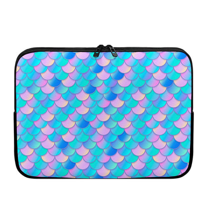 Pink Teal Mermaid Scales Pattern Print Laptop Sleeve