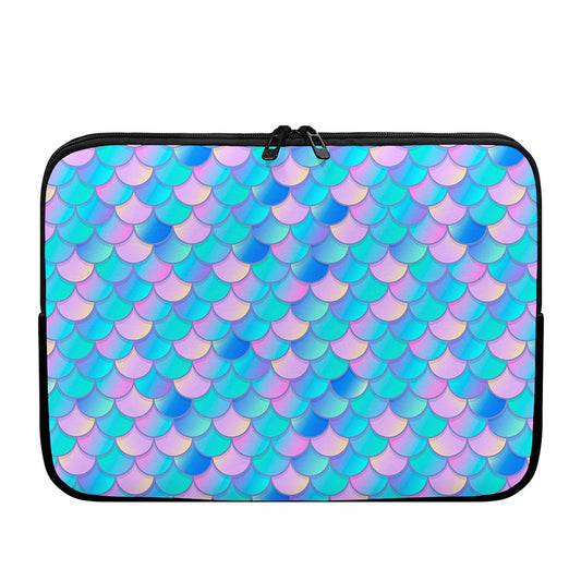 Pink Teal Mermaid Scales Pattern Print Laptop Sleeve