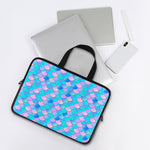 Pink Teal Mermaid Scales Pattern Print Laptop Sleeve With Handle