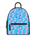 Pink Teal Mermaid Scales Pattern Print Leather Backpack