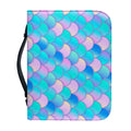 Pink Teal Mermaid Scales Pattern Print Leather Bible Cover