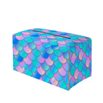 Pink Teal Mermaid Scales Pattern Print Leather Tissue Box Cover