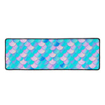Pink Teal Mermaid Scales Pattern Print Long Kitchen Mat