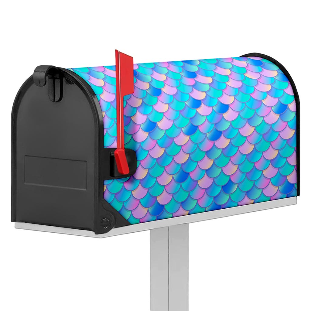 Pink Teal Mermaid Scales Pattern Print Mailbox Cover
