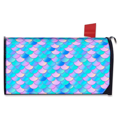 Pink Teal Mermaid Scales Pattern Print Mailbox Cover