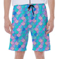 Pink Teal Mermaid Scales Pattern Print Men's Beach Shorts