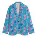 Pink Teal Mermaid Scales Pattern Print Men's Blazer