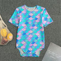 Pink Teal Mermaid Scales Pattern Print Men's Bodysuit