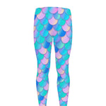 Pink Teal Mermaid Scales Pattern Print Men's leggings