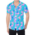 Pink Teal Mermaid Scales Pattern Print Men's Shirt