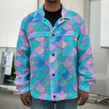 Pink Teal Mermaid Scales Pattern Print Men's Shirt Jacket