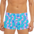 Pink Teal Mermaid Scales Pattern Print Men's Short Boxer Briefs
