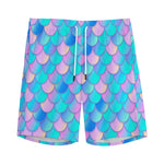 Pink Teal Mermaid Scales Pattern Print Men's Sports Shorts