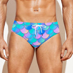 Pink Teal Mermaid Scales Pattern Print Men's Swim Briefs