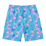 Pink Teal Mermaid Scales Pattern Print Men's Swim Trunks