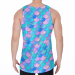 Pink Teal Mermaid Scales Pattern Print Men's Velvet Tank Top