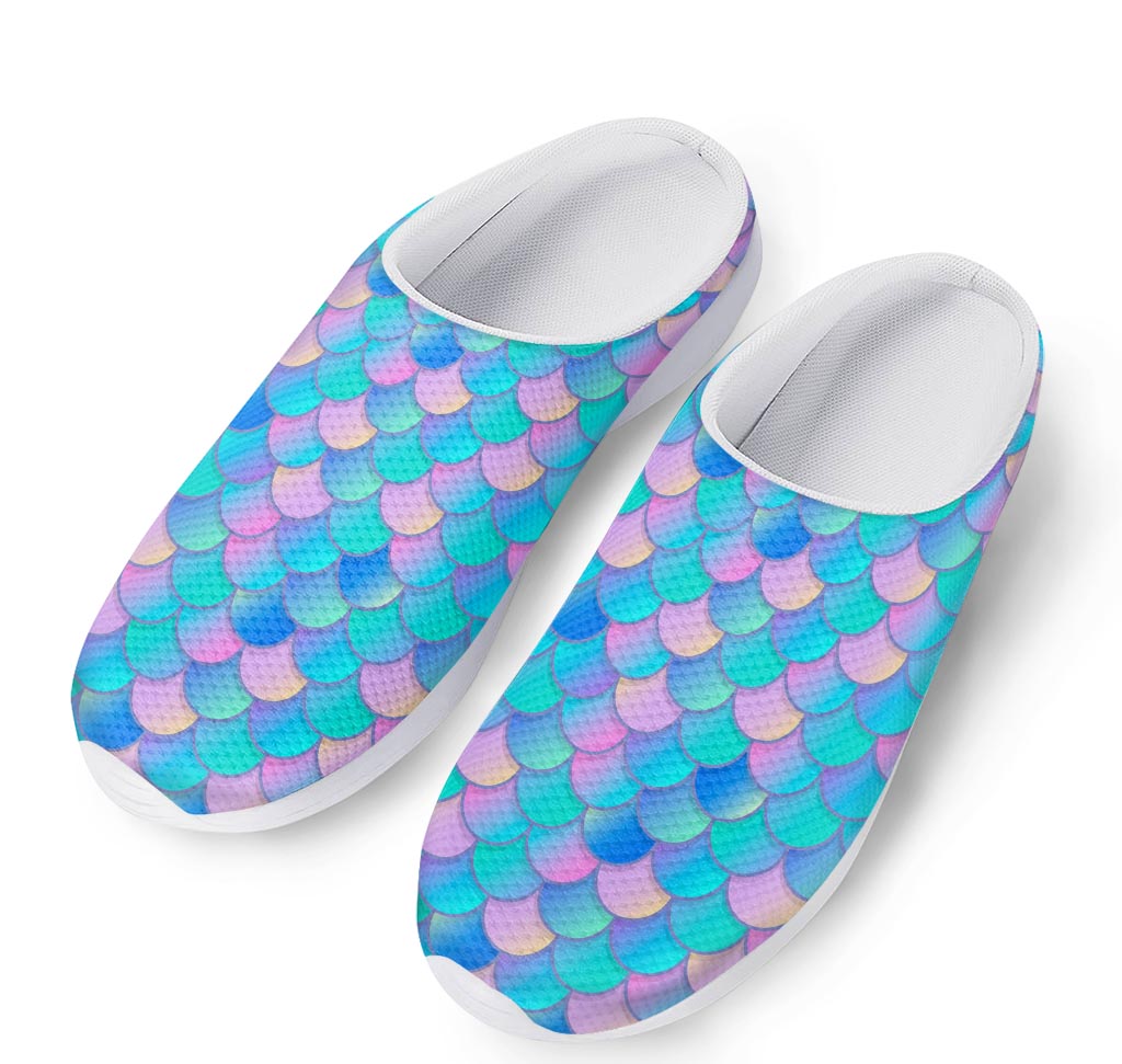 Pink Teal Mermaid Scales Pattern Print Mesh Casual Shoes