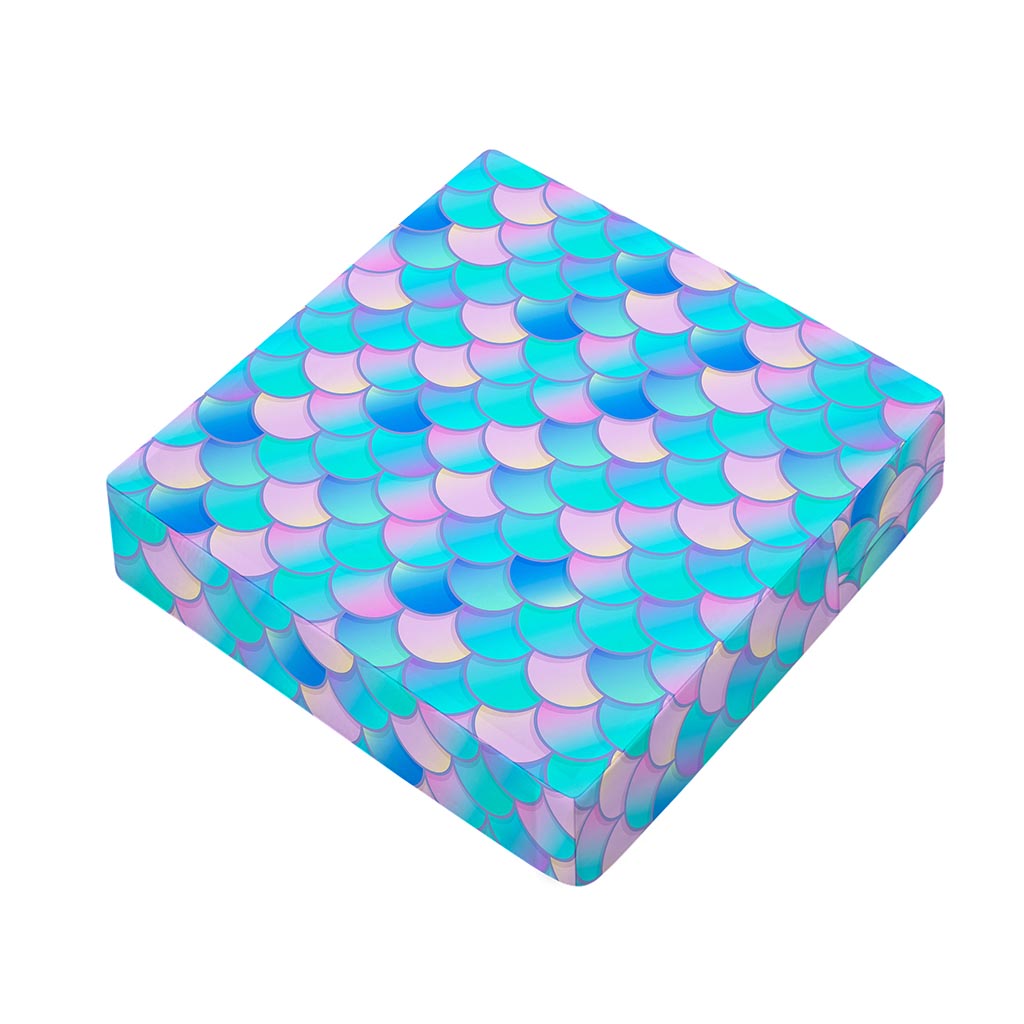 Pink Teal Mermaid Scales Pattern Print Outdoor Seat Cushion Cover