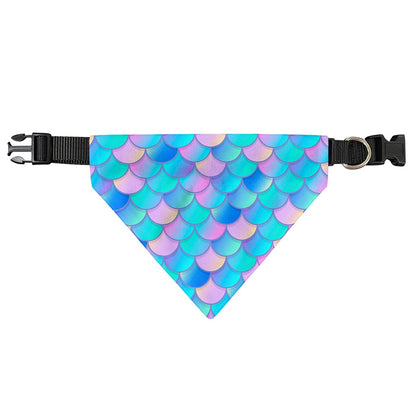 Pink Teal Mermaid Scales Pattern Print Over The Collar Dog Bandana