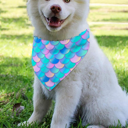Pink Teal Mermaid Scales Pattern Print Over The Collar Dog Bandana