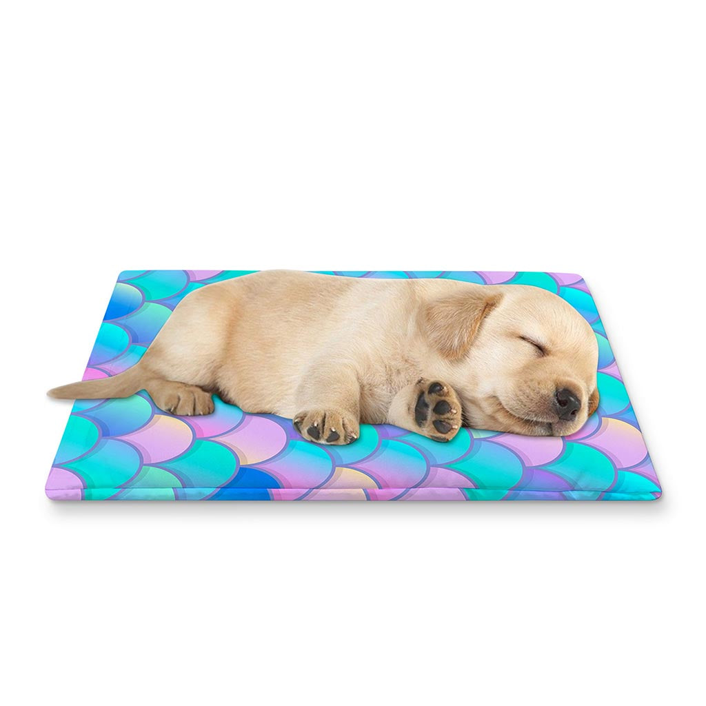 Pink Teal Mermaid Scales Pattern Print Pet Cooling Mat Cover