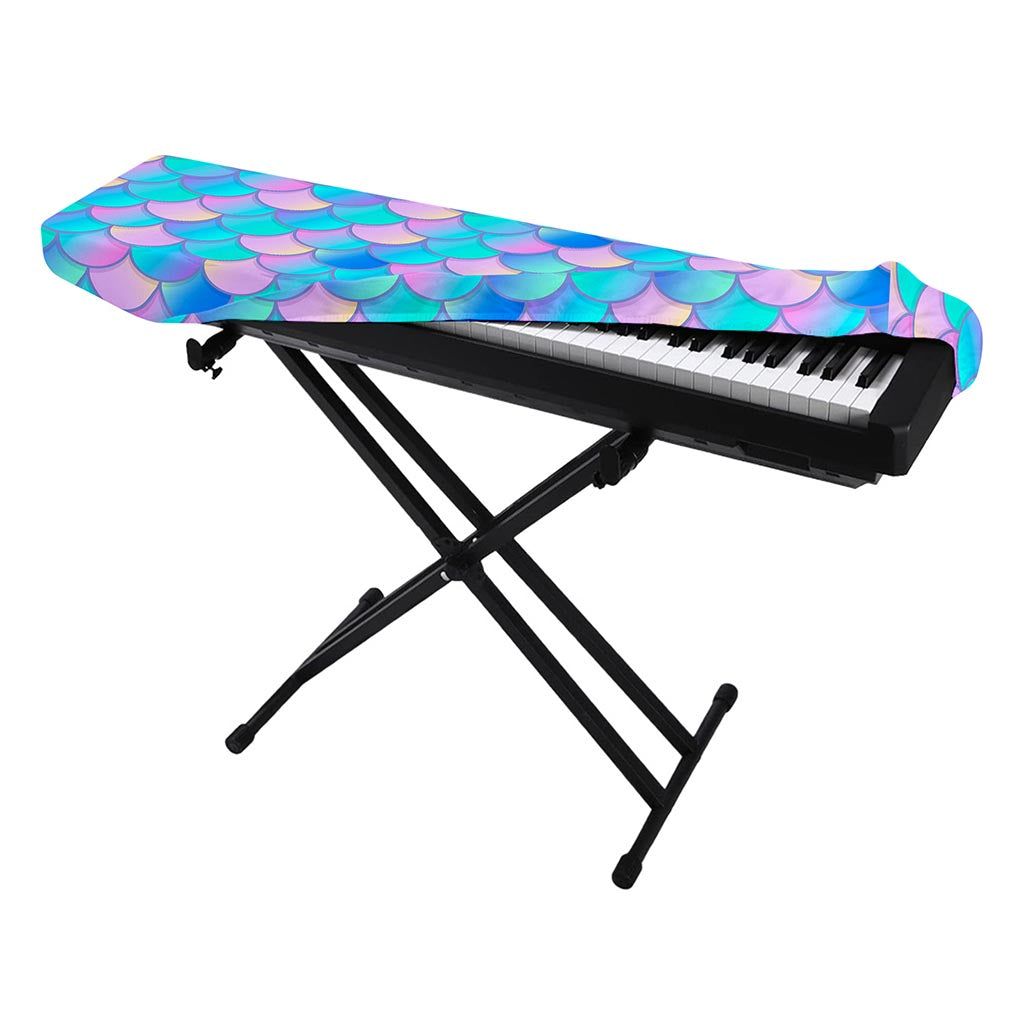 Pink Teal Mermaid Scales Pattern Print Piano Keyboard Cover