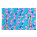 Pink Teal Mermaid Scales Pattern Print Placemat