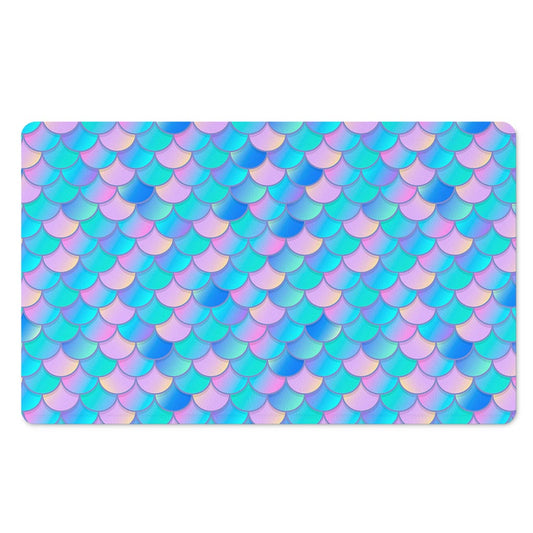 Pink Teal Mermaid Scales Pattern Print Polyester Doormat