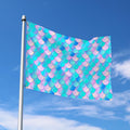 Pink Teal Mermaid Scales Pattern Print Polyester Flag