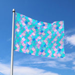 Pink Teal Mermaid Scales Pattern Print Polyester Flag
