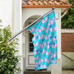 Pink Teal Mermaid Scales Pattern Print Polyester Flag