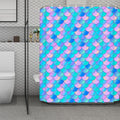 Pink Teal Mermaid Scales Pattern Print Polyester Shower Curtain