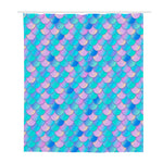 Pink Teal Mermaid Scales Pattern Print Polyester Shower Curtain