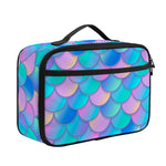 Pink Teal Mermaid Scales Pattern Print Portable Lunch Bag