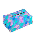 Pink Teal Mermaid Scales Pattern Print Rectangle Tissue Box Cover