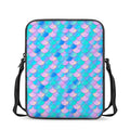 Pink Teal Mermaid Scales Pattern Print Rectangular Crossbody Bag