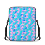 Pink Teal Mermaid Scales Pattern Print Rectangular Crossbody Bag