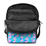 Pink Teal Mermaid Scales Pattern Print Rectangular Crossbody Bag
