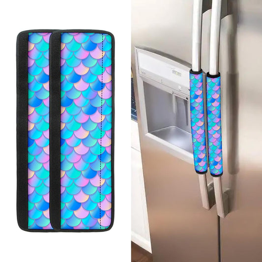 Pink Teal Mermaid Scales Pattern Print Refrigerator Handle Covers