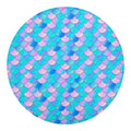 Pink Teal Mermaid Scales Pattern Print Round Blanket