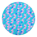 Pink Teal Mermaid Scales Pattern Print Round Blanket