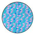 Pink Teal Mermaid Scales Pattern Print Round Floor Mat