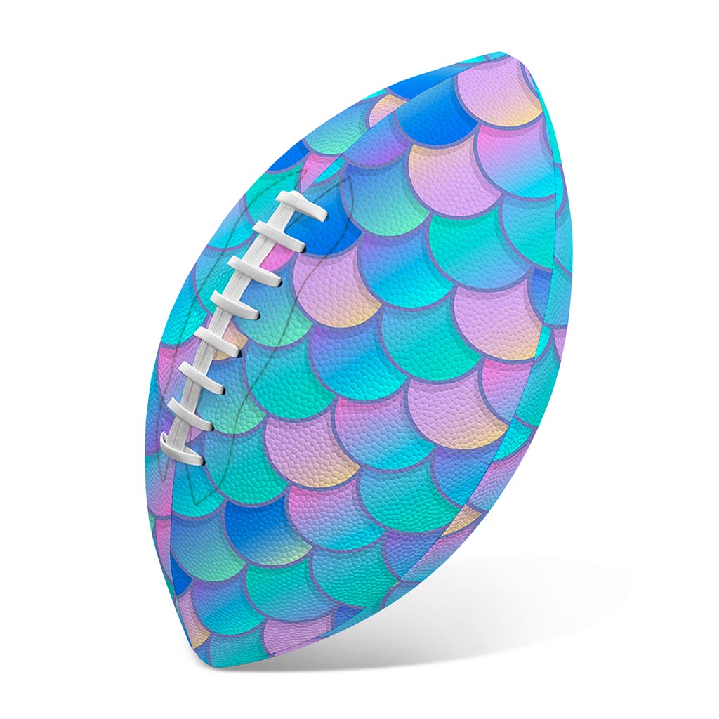 Pink Teal Mermaid Scales Pattern Print Rugby Ball