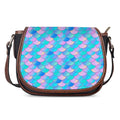 Pink Teal Mermaid Scales Pattern Print Saddle Bag