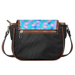 Pink Teal Mermaid Scales Pattern Print Saddle Bag