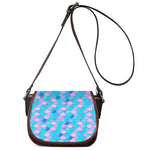 Pink Teal Mermaid Scales Pattern Print Saddle Bag