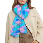 Pink Teal Mermaid Scales Pattern Print Scarf