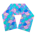 Pink Teal Mermaid Scales Pattern Print Scarf