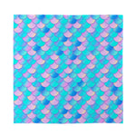 Pink Teal Mermaid Scales Pattern Print Silk Bandana