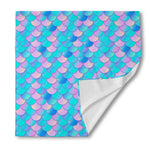 Pink Teal Mermaid Scales Pattern Print Silk Bandana